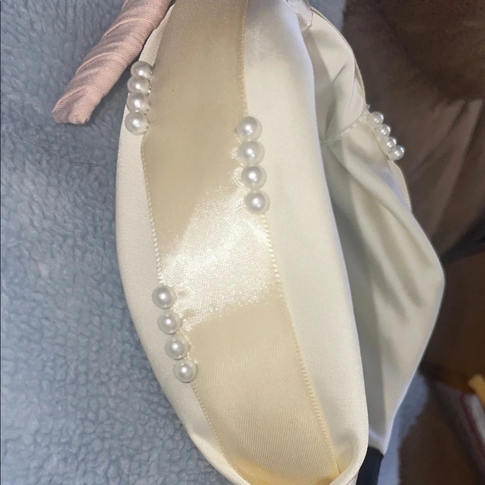 Pearl Embellished Headband Set Cream and Pink